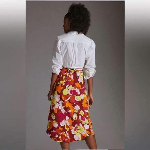 Anthropologie Maeve Button-Front Cutout Midi Skirt NEW Size Medium - Picture 4 of 7